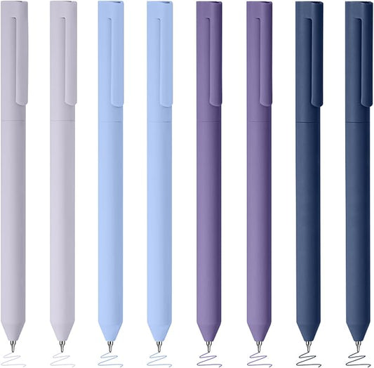 BAYTORY 8Pcs Colored Gel Pens, 0.5mm Fine Point Multicolored Ink Pen, Colorful Pens Smooth Writing for Note Taking and Marking Supplies (Purple)