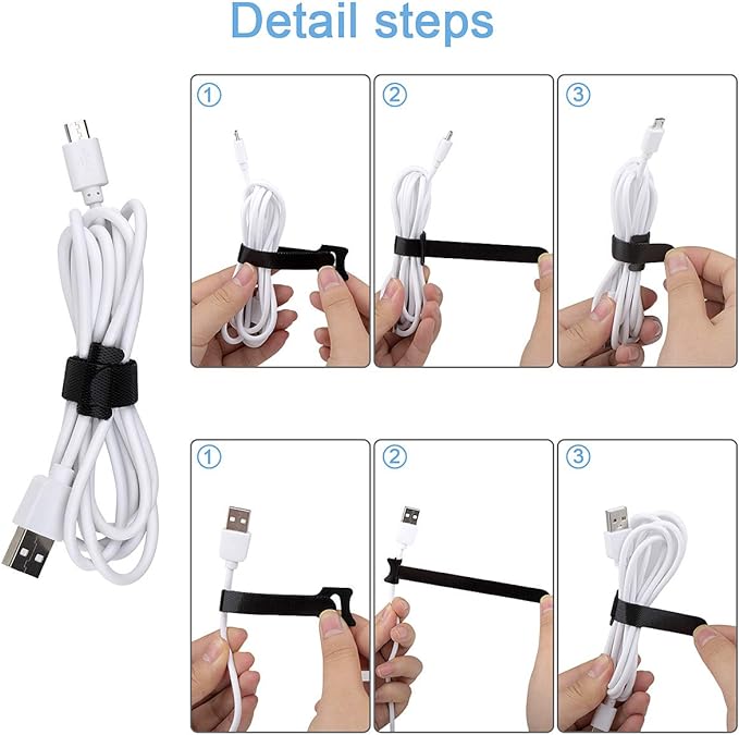 60 PCS 6 Inches Reusable Cable Ties, Adjustable Cord Straps Wire Organizer Cord Wrap and Hook Loop Cable Management