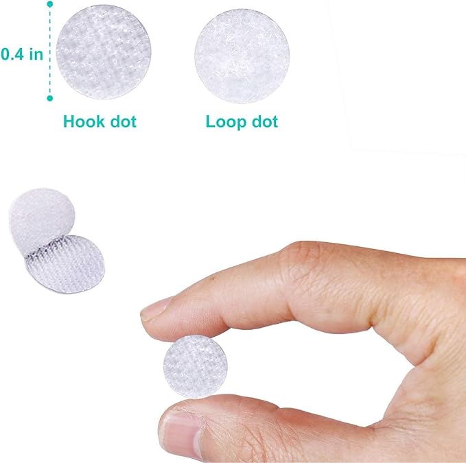 Self Adhesive Dots,2000pcs(1000 Pairs) Strong Adhesive 0.39 inch Diameter Sticky Back Hook Nylon, Loop Dots with Waterproof Sticky Glue Tapes, Suitable for Classroom, Office, Home