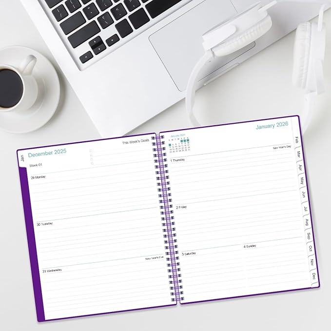 2026 Planner - Planner 2026 from January 2026 to December 2026 with 12 Monthly Tabs, Flexible Cover, Inner Pocket, 8.5" x 11", Purple-B