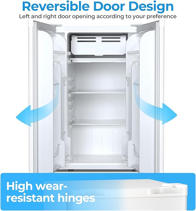 Antarctic Star 3.2 Cu.Ft. Mini Fridge with Freezer, Small Refrigerators with Adjustable Thermostat, Low Noise, Energy Saving, Compact Refrigerators for College Dorm, Office, Bedroom, Apartment, White
