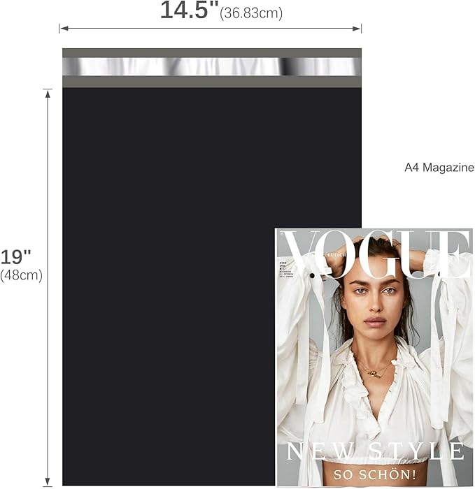 Fuxury Poly Mailers 14.5x19" 400 Pcs Bulk Black Shipping Bags for Clothing Strong Adhesive Shipping Envelopes for Small Business Suppliers Waterproof Mailers Poly Bags Mailing Envelopes