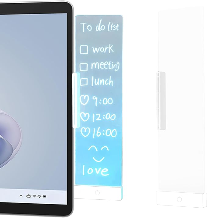 LED Memo Board with Sticky Note Holder, Clear Acrylic Computer Monitor Organizer, Office Supplies, Work from Home Essentials, Multifunction Workspace Accessories