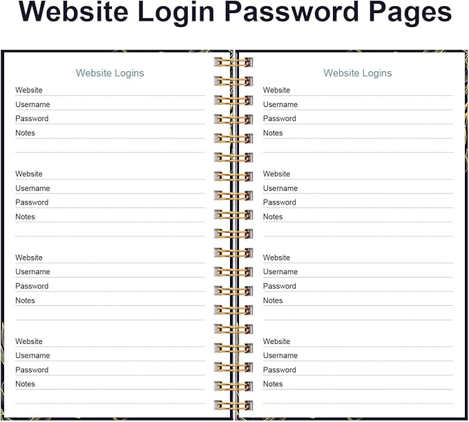 Address Book with Alphabetical Tabs - Small Address Book Spiral with Address Contacts, Special Date, Phone, Birthday & Internet Login Password for Home and Office, 4.3" x 6.2", Black Flower