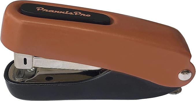 Praxxis Pro Office Supplies - Aria-Plus Half-Strip Mini Stapler - Durable, Compact, and Colorful Stapler for Office and Travel Use, Compatible with Standard 26/6 Staples, Copper/Black