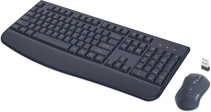 Wireless Keyboard and Mouse Combo, Full-Sized 2.4GHz Comfortable Palm Rest and Optical Wireless Mouse for Windows, Mac OS PC/Desktops/Computer/Laptops(Navy Blue)