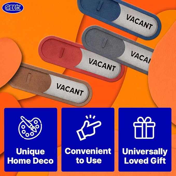 GEEKBEAR Vacant Occupied Slider Door Sign for Home Office - Premium MDF, 7.5 x 2.2 in (Blue)