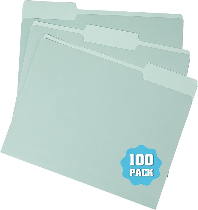 pmybupo100 Pack Colored File Folders,1/3 Cut,Letter Size File Folders,Decorative Multicolor Durable 11pt Paper,Two-Tone Design (5655U)