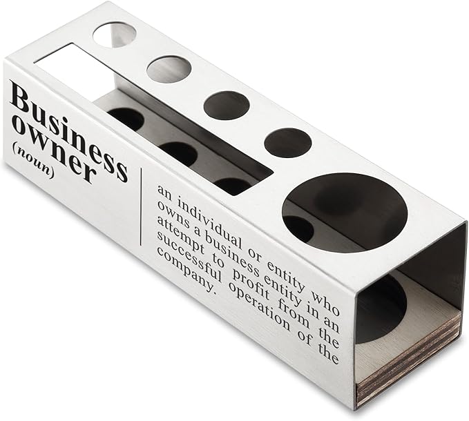 New Business Owner Definition, Business Owner Gifts for Women, Men, Boss Desk Decor Stainless Steel Pen Pencil Holders WCC52
