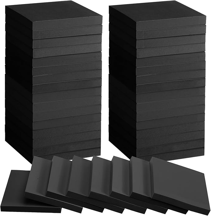 Thenshop 24 Sets Full Adhesive Sticky Notes 3x3 Inches Sticky Notes Adhesive Memo Self-Stick Pads Back to School Supplies Easy to Post for Teacher Coworkers Office 80 Sheets/pad(Black,Unlined)