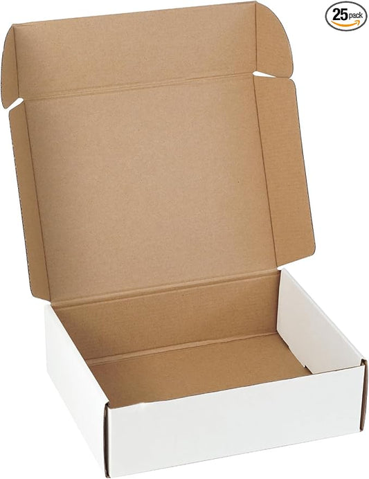 25 Pack 10"x8"x3" inch Small Shipping Boxes White Corrugated Cardboard Box for Small Business, Mailer, Shipping, and Packing