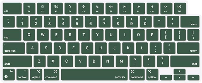 MOSISO Keyboard Cover Skin Compatible with MacBook Air 15 inch M3 A3114 M2 A2941/Air 13.6 A3113 A2681/Pro 14/16 M4 M3 M2 M1, Peacock Green