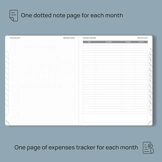 POPRUN Monthly Planner 2026-2027 (Large- 8.5" x 10.5" Soft Cover), 18-Month Calendar Book (Jan.2026 - Jun. 2027), Calendar Planner with Monthly Tabs & Pocket, 100 GSM Paper - Night Sky Blue