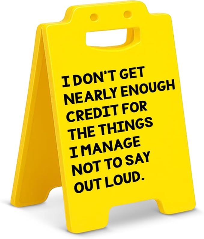 Funny Desk Little Signs - Fun Office Gifts for Coworkers Women Men, Gag Work Gifts, Cubicle Office Decorations for Work, White Elephant Gift