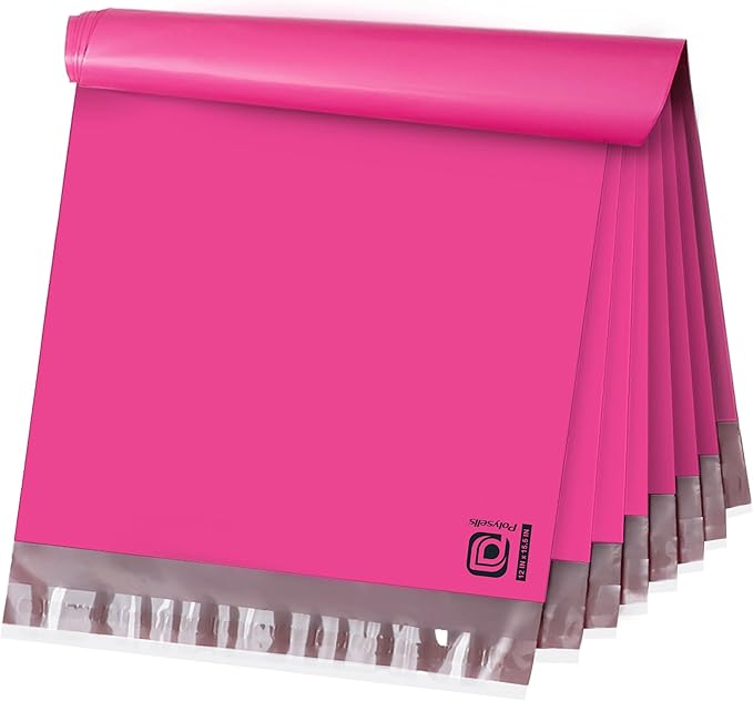 POLYSELLS 200 pcs 12x15.5 Inches Pink Poly Mailers Shipping Envelopes, Strong Adhesive Sealing, Waterproof, and Tear-resistant Postal Mailing Bags for Small Business, Clothes, Non-Fragile Items