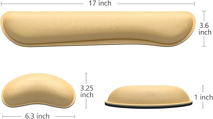 Dapesuom Enlarge Keyboard Wrist Rest, Memory Foam Wrist Cushion for Desk Mats Support, Cute Typing Pain Relief Keyboard Mouse Pad Rests Set with Non-Slip Base for Gaming Laptop Office, Navajo White