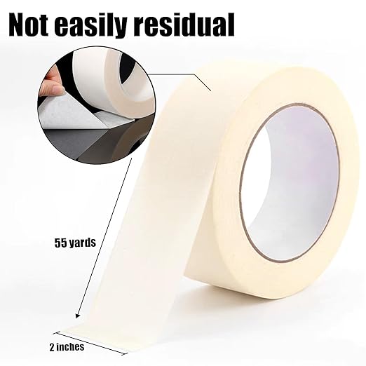 Masking Tape 2 Inch, 10 Pack White Masking Tape Bulk for General Purpose Use, 2 Inches X 55 Yards X 10 Rolls (550 Total Yards)