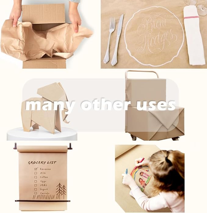 PerkHomy 36" x 2,400" (200') Coffee Kraft Paper Roll for Craft Bulletin Board Paper Art Table Covering Crafting Gift Wrapping Bouquet Packing Parcel 80GSM 55LB (Coffee, 36" x 200')