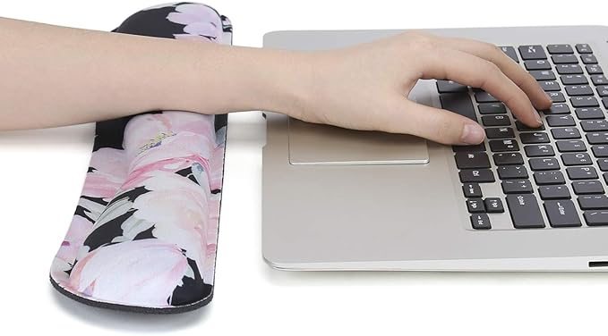 RICHEN Keyboard Wrist Rest and Mouse Pad with Wrist Support, Memory Foam Set for Computer/Laptop/Mac,Gaming and Office, Sturdy & Comfortable & Lightweight for Easy Typing & Pain Relief (Flowers)