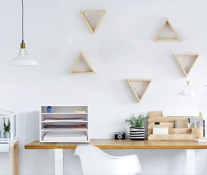 Paper Organzier Wood Desktop Organizer Storage Letter Tray File Sorter with Adjustable Shelves for Home Office