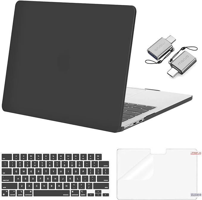 MOSISO Compatible with MacBook Air 13 inch Case 2025 2024 2023 2022 M4 A3240 M3 A3113 M2 A2681, Plastic Hard Shell&Keyboard Cover&Screen Film&Type C for MacBook Air 13.6 inch Case, Slate Gray