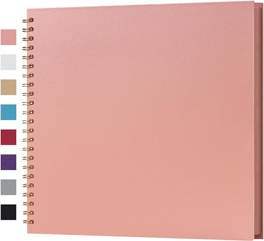 potricher 12 x 12 Inch DIY Scrapbook Album 40 Pages Hardcover Kraft Paper Scrap Book Photo Albums Memory Book for Wedding and Anniversary Family (Pink, 12 Inch)