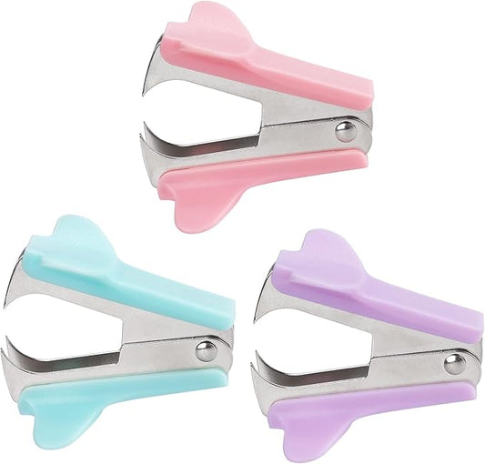 ZZTX 3 Pack Staple Remover Staple Puller Removal Tool for Home, School, Office (Pink, Blue, Purple)