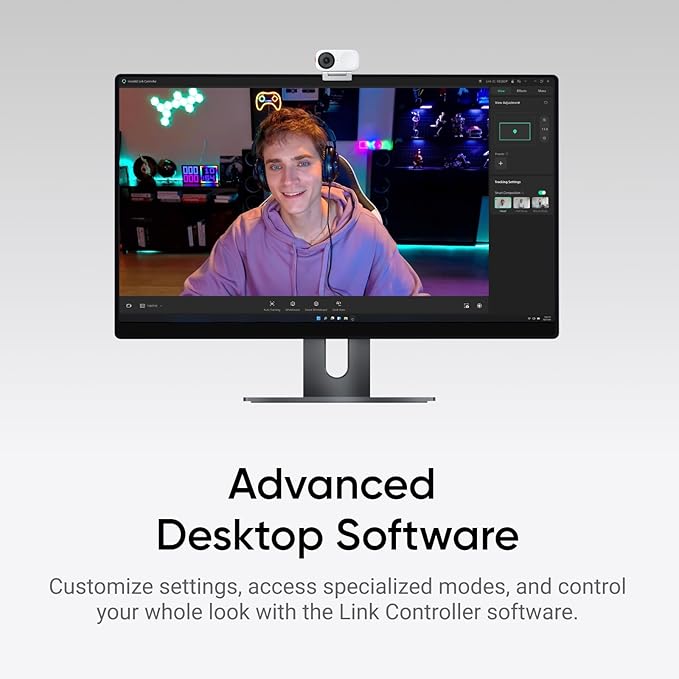 Insta360 Link 2C Tripod Bundle - 4K Webcam for PC/Mac, 1/2" Sensor, Auto Framing, HDR, AI Noise-Canceling Mic, Gesture Control for Streaming, Video Calls, Gaming, Works with Zoom, Teams, Twitch & More