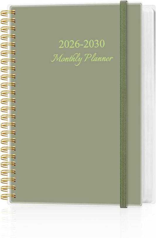 2026-2030 Monthly Planner - 60 Month PLanner Calendar from January 2026 to December 2030, 5 Year Planner 2026-2030 with Flexible Cover, Inner Pocket, Perfect for Home | School | Office, 5.8" x 8.5", Green
