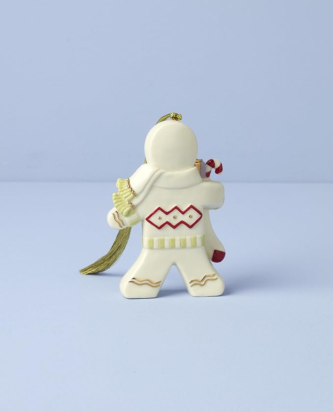 Lenox Ornament, 2025 Gingerbread with Stocking Ornament, Made from Porcelain, Christmas Tree Decorations, Gold Accents and Hanging Cord, Christmas Decoration, Winter Decor, Tree Decor (1 Piece)