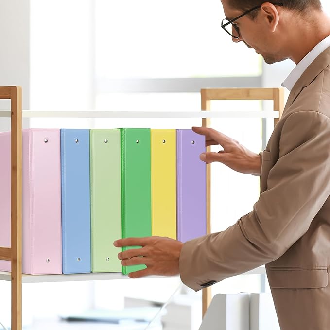 COMIX Standard 3 Ring Binder 2 inch with Clear View Cover, 2" Round Ring View Binder Holds 400 Sheets of US Letter Size Paper, 6 Pack (Lemon Yellow)