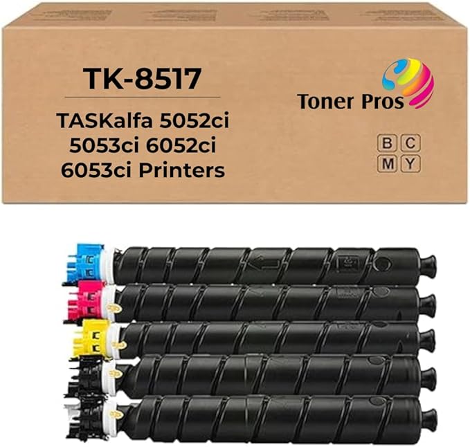 Toner Pros Replacement TK-8517 Toner Cartridge - Compatible for Kyocera TASKalfa 5052ci 5053ci 6052ci 6053ci Color Printers, 4 Color Pack: KCMY - Yield 30,000 Black & 20,000 Colors Pages