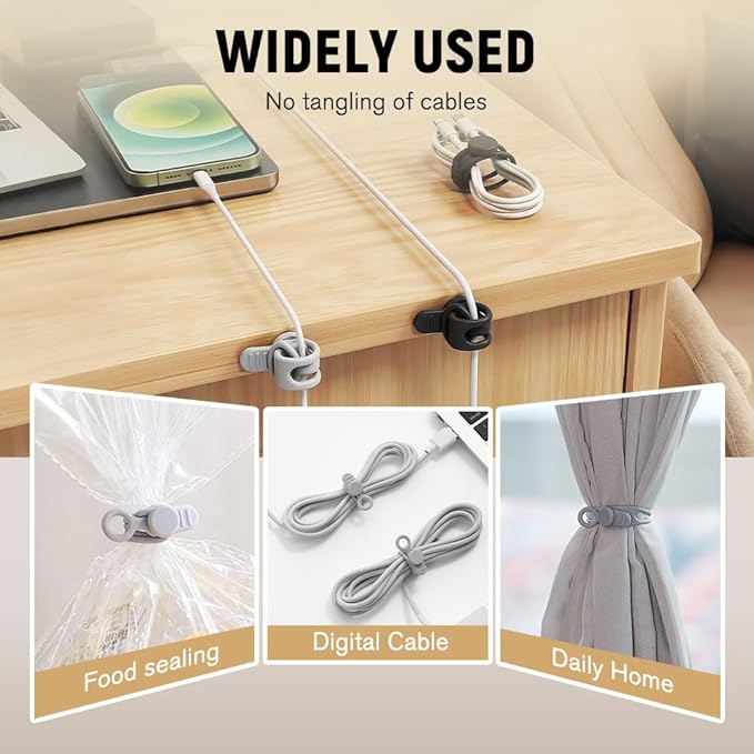 Silicone Cable Ties, Magnetic Data Cable Organizers Reusable Cable Ties Wire Organizer Adjustable Fastening Cable Straps Magnetic Silicone Cable Straps Cord Organizer for Bundling Earphone