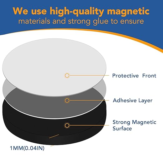 DIYMAG 0.8" x 0.04" 80Pack Magnetic Dot with Adhesive Backing,Thin Round Magnets Flexible Strong Magnet Sheets Easy Peel and Stick with Self Adhesive for Crafts, Photos Magnetic Tape