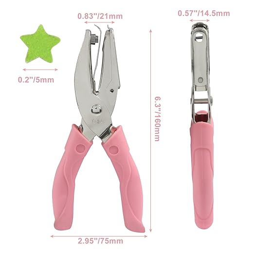 Handheld Hole Paper Punch, Star Hole Punch, 1/4 Inch Metal Single Hole Puncher with Soft Grip Handle for DIY Craft, Scrapbooking, Tags, Paper Projects