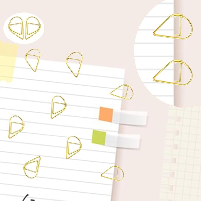 150 Pcs Small Gold Paper Clips Cute Paperclips Decorative Waterdrop Clips Basic Office Supplies for Photo Wedding Invitations