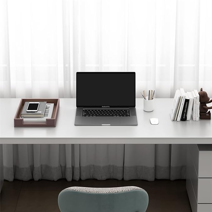 Leather Letter Tray, Thipoten Elegant Desk Organizer for Office Supplies, Mail, Paper, File, Magazine, Perfect Office Organization for Desktop(Brown)