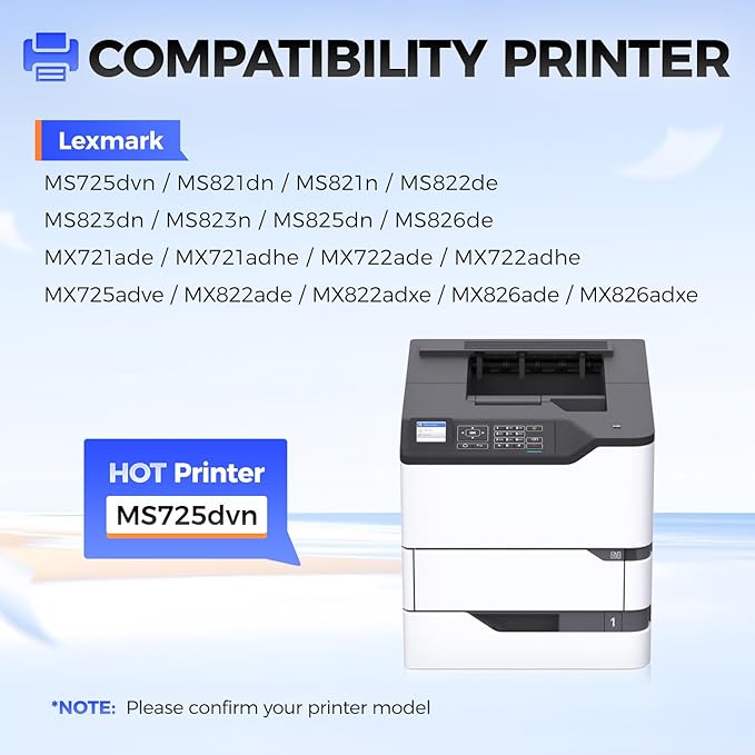 58D1H00 Toner Cartridge with chip High Yield Black Replacement for Lexmark 58D1H00 Compatible with Lexmark MS725 MS821 MS822 MS823 MS824 MS825 MS826 MX721 MX722 MX725 MX822 MX824 MX826 Laser Printer
