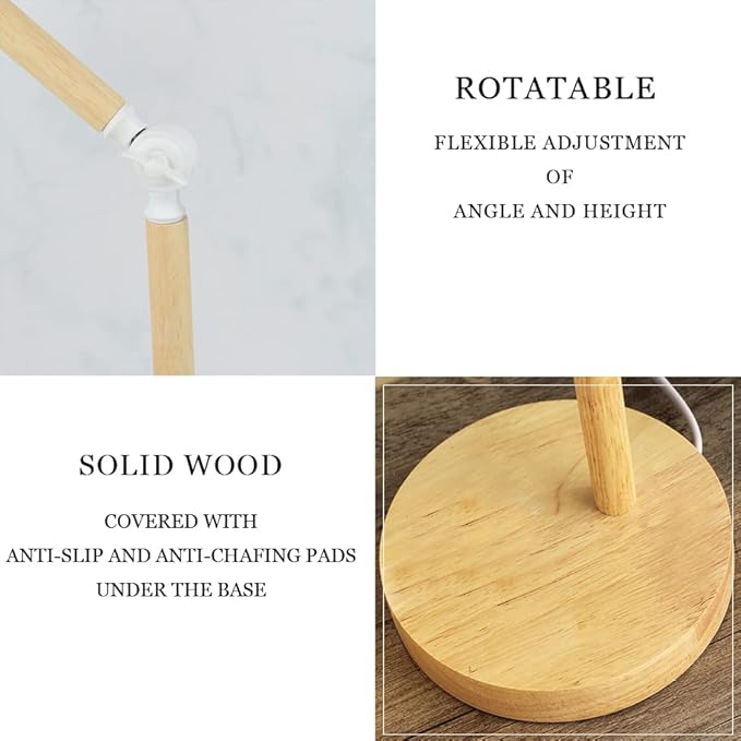 LED White Desk Lamps for Home Office, 3-Color Dimmable White Table Lamp for Bedroom, Wood Desk Lights for Dorm Roomb, Desktop Lighting, Tabletop