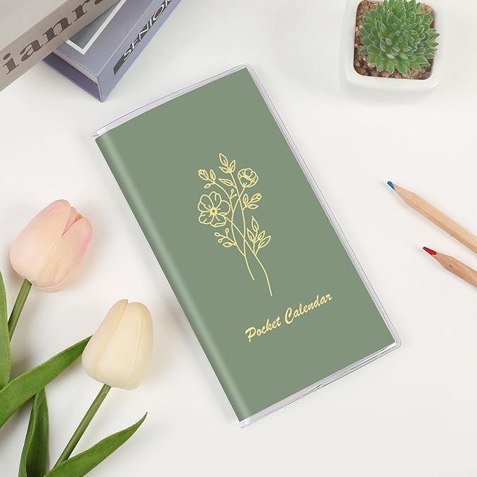 Pocket Calendar 2026-2027, Pocket Planner 2026-3.7" x 6.7" - Runs from July 2025 Until December 2027, Monthly Planner 2025-2027 with PVC Cover for Planning, Green