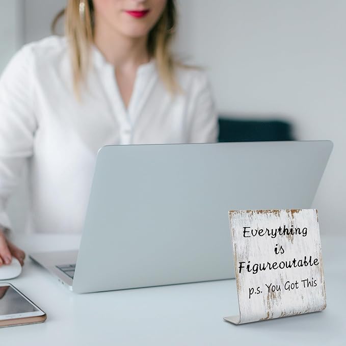 Home Office Desk Decor Everything is Figureoutable P.S. You Got This Gifts For Women Best Friend Encouragement Cheer Up Gifts Inspiration Positive Plaque For Cowoker Motivational Sign XUV122