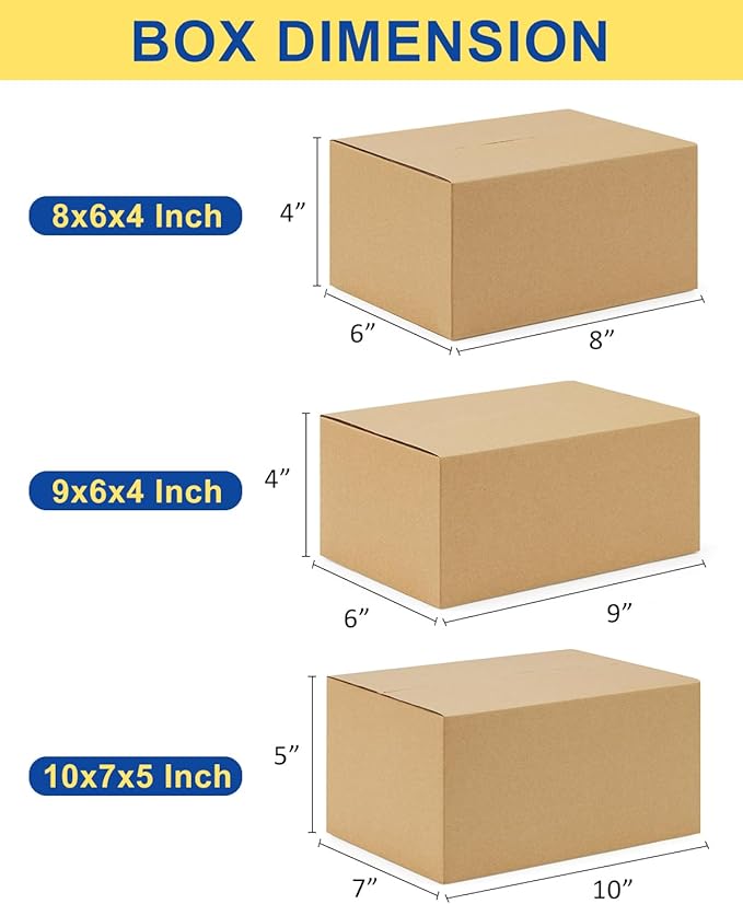Assorted-Sizes-Shipping-Boxes-45-Pack: 8x6x4 & 9x6x4 & 10x7x5 Small-Shipping-Boxes-Mailers, Brown Corrugated-Cardboard-Boxes-for-Packing-Small-Business Mailing