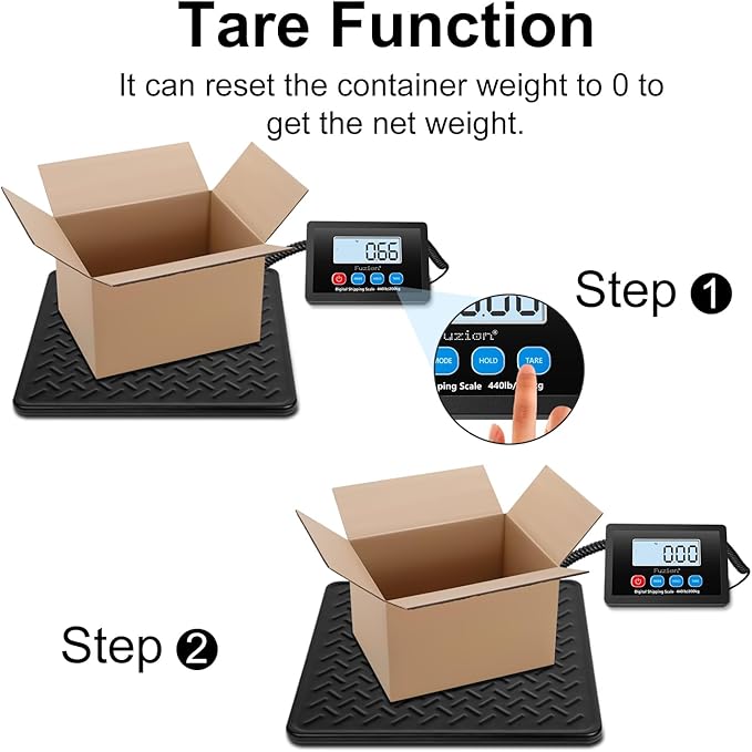 Fuzion Shipping Scale, 440LB x 10g High Accuracy Digital Postal Scale, Durable Alloy Steel Platform, Heavy Duty Scale for Packages, Postage, Luggage, Battery and AC Adapter Powered