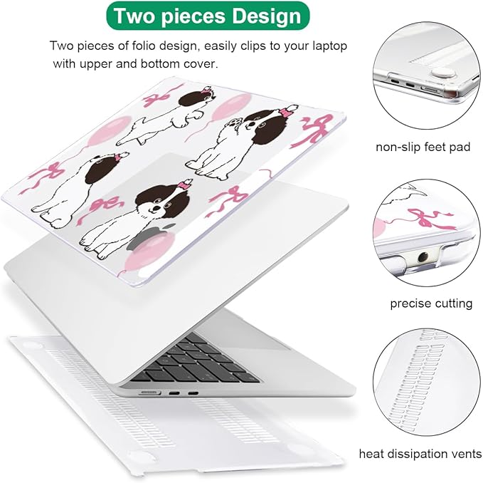 Compatible with A3240 Cover M4 MacBook Air 13.6 inch Case 2025 2024 2023 2022 Release A3113 M3 A2681 M2 Chip, Crystal Pattern Plastic Hard Shell Case for Mac Air 13 M4 Touch ID, Lovely Dog