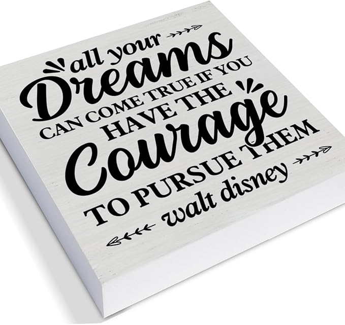 Inspirational Quote Decorative Wooden Box Sign All Your Dreams Can Come True Wood Block Plaque Decor Farmhouse Home Office Shelf or Wall Display 5x5 Inches