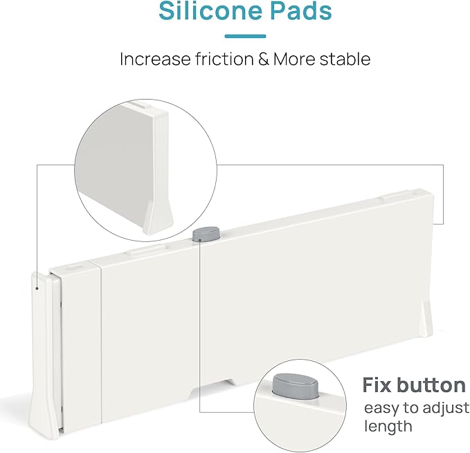 Vtopmart Drawer Dividers for Clothes 8 Pack, Adjustable 4" High Expandable from 11.6"-17" Dresser Drawer Organizer, Plastic Drawers Separators for Dresser, Baby Clothes, Kitchen and Office Storage