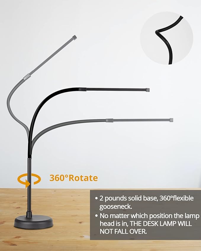 LED Desk Lamp, Swing Arm Architect Task Lamp with Long Flexible Gooseneck, 3 Color Modes, and USB Adapter, Dimmable Desk Light for Home/Office/Drafting/Reading/Piano