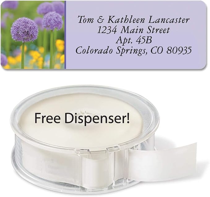 Colorful Images Floral Fantasy Rolled Personalized Return Address Mailing Labels with Dispenser, Customize with Name & Shipping Address, 500 ¾” x 2½” Self Adhesive, Easy Peel Label Roll