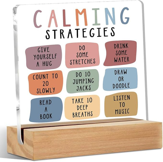 Christmas Thank You Gifts, Calming Corner Table Desk Decors, Calm Down Corner Supplies Therapist Office Decor, Positive Affirmations Acrylic Sign, Counseling Room Therapy Office Home Bedroom Decor