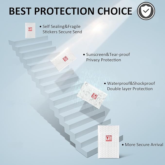 Bubble Mailers 6x12'' 100 Pack and 24PCS Fragile Stickers White Thick Waterproof Padded Poly Envelopes Bubble Wrap Mailers Self Seal Shipping Bags for Mailing Small Business Homes Envelope Mailers #0